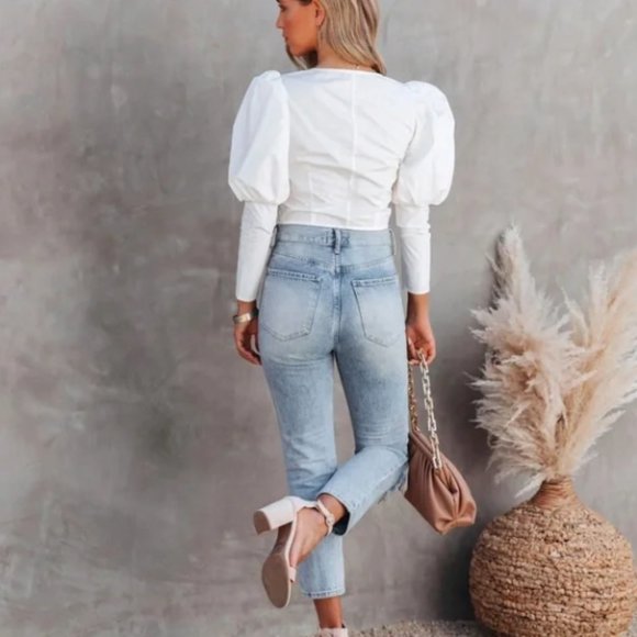 VICI Puff Sleeve Embellished Crop Top *see description* - Picture 4 of 13